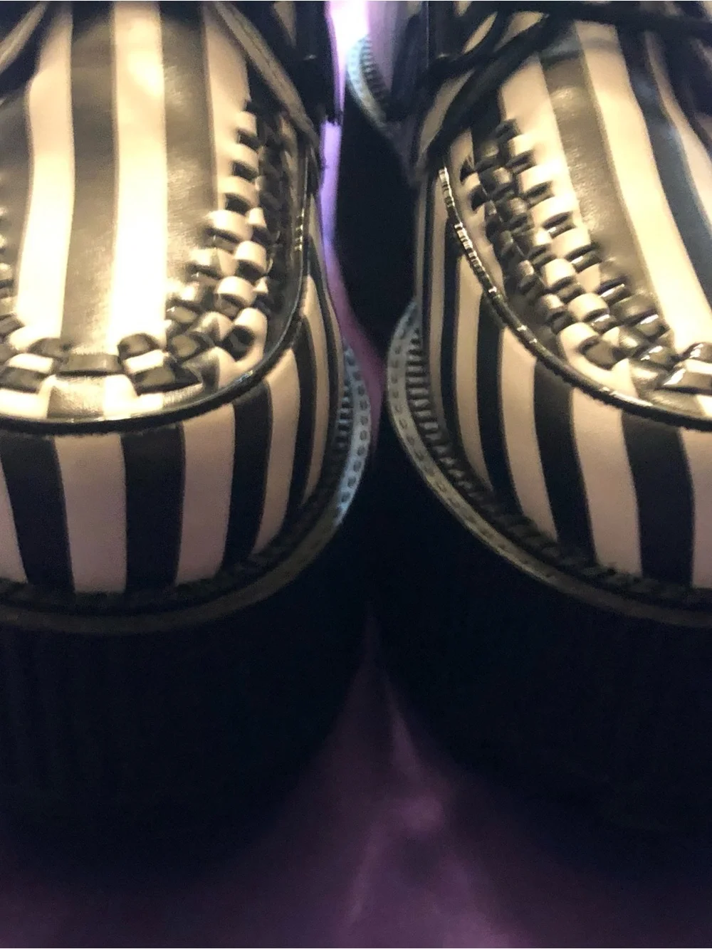 Stranger Cvlt Super Kreep Hi Black+White Striped Creeper Women’s 9 EUC
